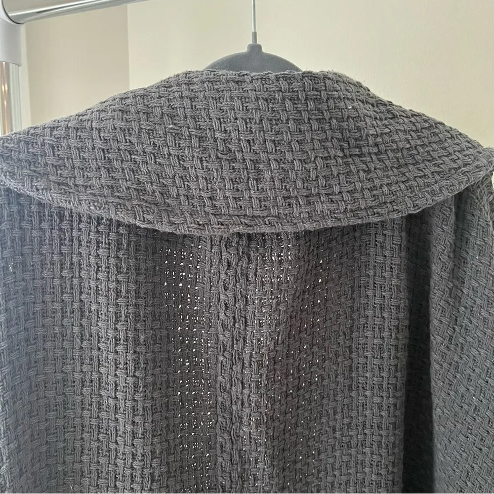 SAACHI Waffle Knit Topper Cape Scarf Cardigan Wrap in Dark Gray Cotton One Size - Picture 12 of 12